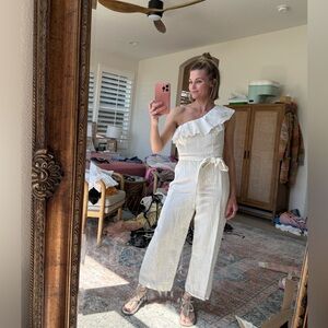 One-Shoulder White Jumpsuit